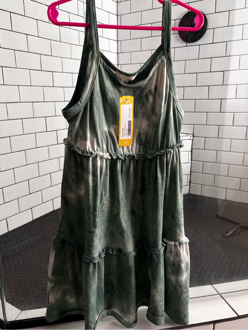 Girls' Olive Green Tie-Dye Tiered Sundress by
